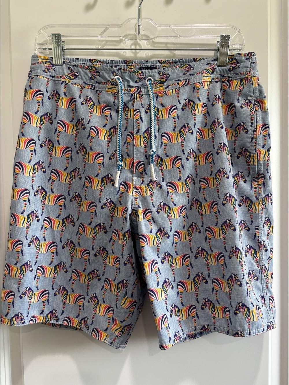johnnie-O Lorne Men's Gulf Blue Rainbow Zebra Swim Trunks Board Shorts small